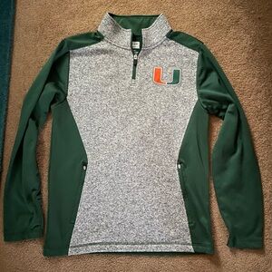 University of Miami Hurricanes 1/4 Zip Pullover Sweater (Box Seat Clothing) Sz M